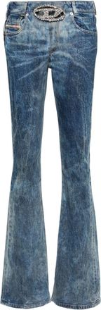Diesel gem-logo buckle flared jeans - women - Hemp/Elastane/Cotton - 26 - Blue