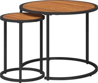 vidaXL Juego De Mesas De Centro 2 Uds. Natural Y Negro 55 X 55 X 45 Cm Vidaxl