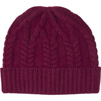 Sofiacashmere Cable Stitched Cuffed Cashmere Beanie in Bordeaux at Nordstrom Rack