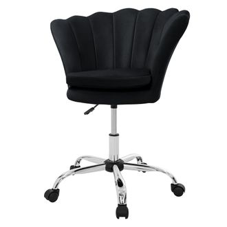 ML Design Ml-design Silla De Tocador De Terciopelo Negro, Asiento Tapizado Giratorio 360&deg; Con Ruedas, Sill&oacute;n Ergon&oacute;mico De Oficina/escritorio De Maquillaje Dise