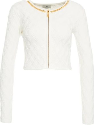 Elisabetta Franchi Witte Gebreide Vest Aw 25 - Dames - Vesten - Wit - S - Truien & Vesten