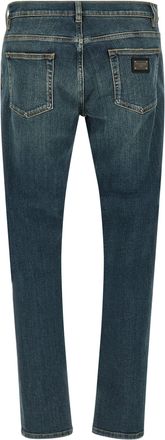 Dolce & Gabbana Stone-Washed Stretch Denim Jeans - Blue