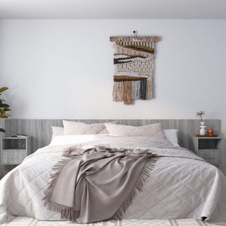 vidaXL Cabecero De Cama Y Mesitas Madera Contrachapada Gris Sonoma Vidaxl