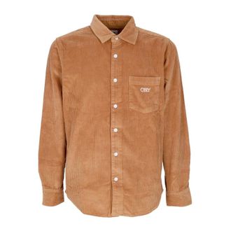 Obey Casual Shirts, male, Brown, Size: XL Velvet Long Sleeve Shirt Brown Sugar