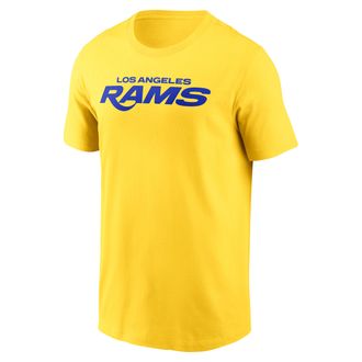 Nike Los Angeles Rams Primetime Wordmark Essential Nike Mens NFL T-Shirt in Brown | N19977I9X-NNM