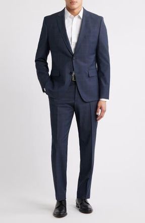 BOSS Huge Windowpane Check Suit in Dark Blue at Nordstrom Rack, Size 38 Regular