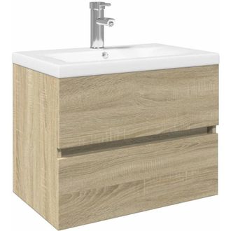 vidaXL 2 Piece Bathroom Furniture Set Ceramic and Engineered Wood vidaXL