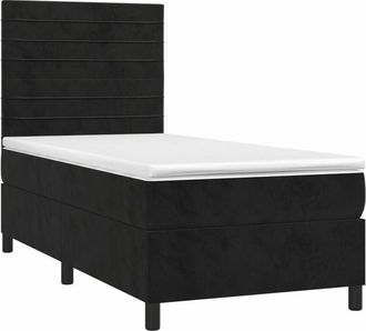 vidaXL Cama Box Spring Colch&oacute;n Y Led Terciopelo Negro 80x200 Cm Vidaxl
