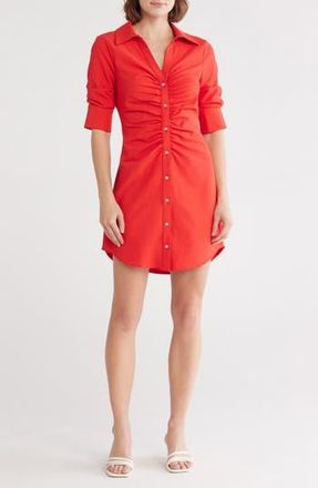 Cinq &agrave; Sept Elina Gathered Shirtdress in Lava at Nordstrom Rack, Size 8