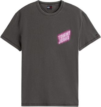 Tommy Jeans Heren Neon Teken Crew Hals T-shirt (Zwart)