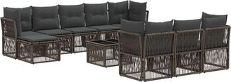 vidaXL Conjunto De Sof&aacute;s De Jard&iacute;n 11 Uds. Gris Rat&aacute;n Sint&eacute;tico Vidaxl