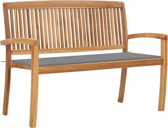 vidaXL Vidaxl - Banco De Jard&iacute;n Apilable Con Coj&iacute;n Madera Maciza Teca 128,5 Cm