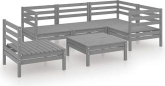 vidaXL 6 Piece Garden Lounge Set Solid Pinewood Grey Vidaxl