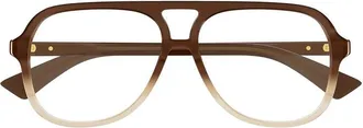 Bottega Veneta Brown-to-Crystal Gradient Eyeglasses - Brown