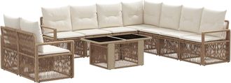 vidaXL Conjunto De Sof&aacute;s De Jard&iacute;n 10 Uds. Beige Y Blanco Crema Vidaxl