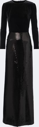Monique Lhuillier Sequined velvet-paneled gown