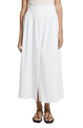 Theory Cotton Blend A-Line Midi Skirt in White at Nordstrom, Size 10