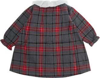 Nan&aacute;n Cotton Long-Sleeve Plaid Dress - Gray