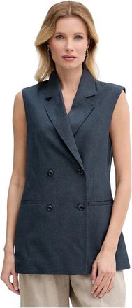 Mos Mosh MMPhiline Roy Vest - Dames - Gillet - Blauw - S - Leer - Kostuums