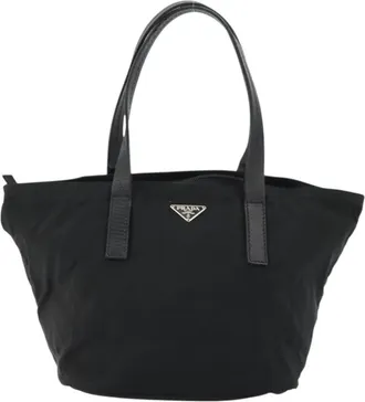 Prada Vintage Handbag Tessuto Black Nylon Handbag (Pre-Owned)