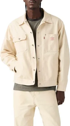 Levi's Sunrise Cotton Canvas Trucker Jacket in Undyed Ecru Greige at Nordstrom, Size Xx-Large