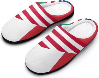Generic Flag of U.S. & Italy Funny Mens Cotton Slippers Soft Non-Slip Rubber Sole House Slipper Indoor Outdoor