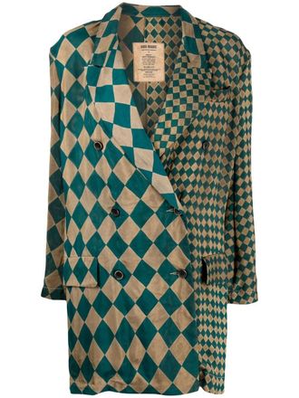 Uma Wang multi-print tailored coat - Green