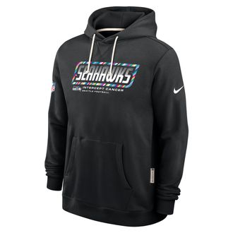 Nike Seattle Seahawks Crucial Catch Sideline Standard Issue Nike Mens Dri-FIT NFL Pullover Hoodie in Black | 03AZ00AZUU-F9R