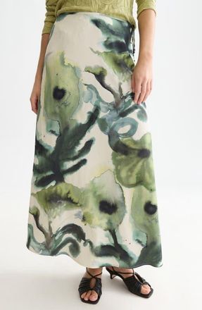 Scotch & Soda Print Ankle Length Skirt in Watercolourflower Balsam Green at Nordstrom, Size X-Small