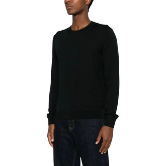 Tom Ford Sweatshirts, male, Black, Size: 4XL Fine-Knit Crew Neck Sweater