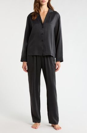 Lunya Print Washable Silk Pajamas in Immersed Black at Nordstrom, Size X-Large