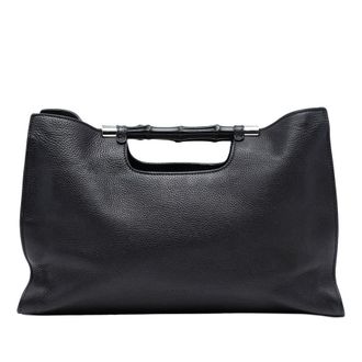 Gucci Pre-owned Gucci Medium Calfskin Bamboo Daily Shopper Satchel 370829 525040