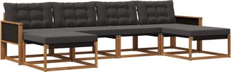 vidaXL Conjunto De Sof&aacute;s De Exterior 6 Uds. Natural Y Negro Vidaxl