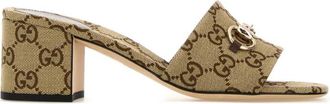 Gucci Brown Horsebit-GG Canvas Heels