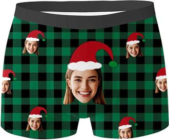 Generic Personalised Boxers For Men With Photo Custom Face Boxers For Men Funny Customised Underwear Wacky 3D Printed Underpants Plaid Patterned Trunks Breath