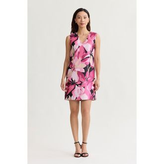 Ming Wang x Family Savvy Fit-N-Flare Tie-Waist Woven Maxi Dress in Carmine Rose/pink at Nordstrom, Size X-Small