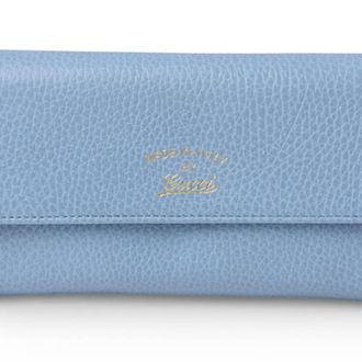 Gucci Blue Leather Long Wallet (Bi-Fold) (Pre-Owned)