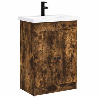 vidaXL Juego De Muebles De Ba&ntilde;o Roble Ahumado 78,5 X 37,5 X 81 Cm Vidaxl