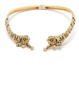 Roberto Cavalli tiger-pendant choker necklace - Gold