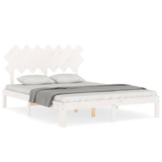 Berkfield Home Bed Frame with Headboard White 140x190 cm Solid Wood