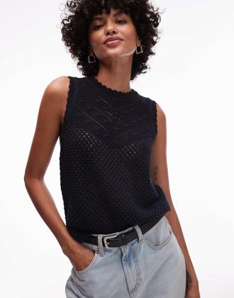 Levi's Adrienne - Top senza maniche nero alluncinetto