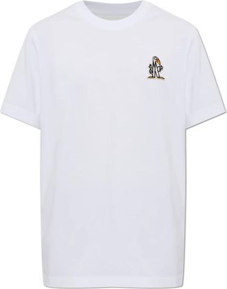 Moncler Tops, Heren, Wit, XL, Katoen, T-shirt met patch