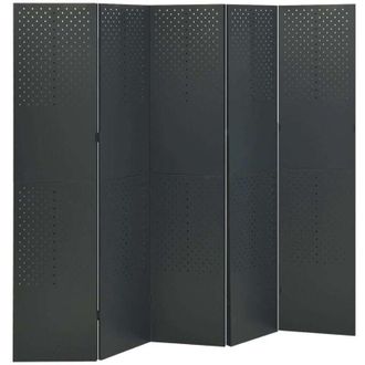 vidaXL Biombo Divisor De 5 Paneles Acero Antracita 200x180 Cm Vidaxl