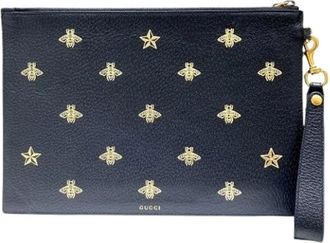Gucci Pre-owned Basket Clutch Bag - Dames - Vintage Clutch - Zwart - ONE Size - Leer - Vintage