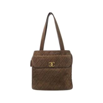 Chanel Pre-owned Shoulder Bags, female, Brown, Size: ONE SIZE Pre-owned Vintage Suede Shoulder Bag