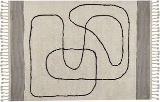 Beliani Rug DOKUZ Beige 140 x 200 cm Cotton