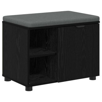 vidaXL Banco De Entrada Con Coj&iacute;n Roble Negro 60 X 38 X 46 Cm Vidaxl