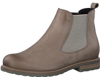 Tamaris Chelseaboots TAMARIS, Damen, Gr. 37, grau (taupe), Elastischer Einsatz, Nubukleder, unifarben, used, Schuhe Chelseaboots, Blockabsatz, Stiefelette, Bu