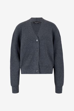 Fabiana Filippi Weiter gekn&ouml;pfter glitzernder Rippstrick-Cardigan