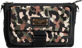Dolce & Gabbana Cross Body Bags, female, Black, ONE SIZE, Camouflage Print Crossbody Shoulder Bag